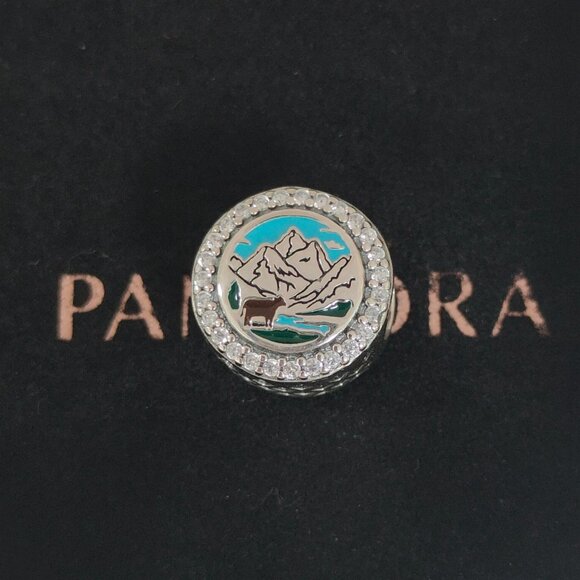 Pandora Mountain Round Charm Bead S925 Silver with box - Picture 1 of 8